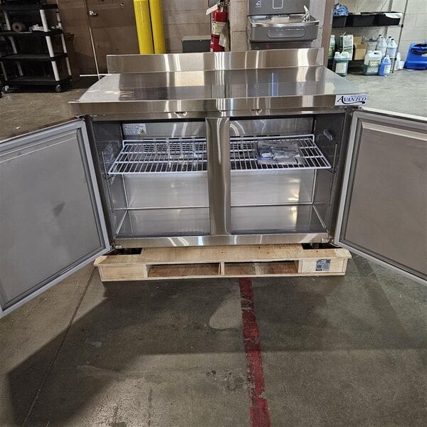 Scratch and Dent Avantco SS-WT-48F-HC Two Door Worktop Freezer with 3 1/2" Backsplash
