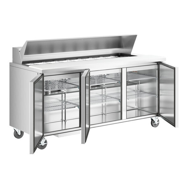 Scratch and Dent True TSSU-72-18-HC 72 3/8" 3 Door Refrigerated Sandwich Prep Table