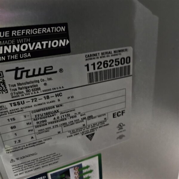 Scratch and Dent True TSSU-72-18-HC 72 3/8" 3 Door Refrigerated Sandwich Prep Table