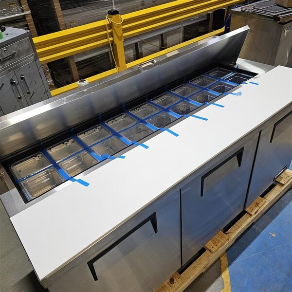 Scratch and Dent True TSSU-72-18-HC 72 3/8" 3 Door Refrigerated Sandwich Prep Table