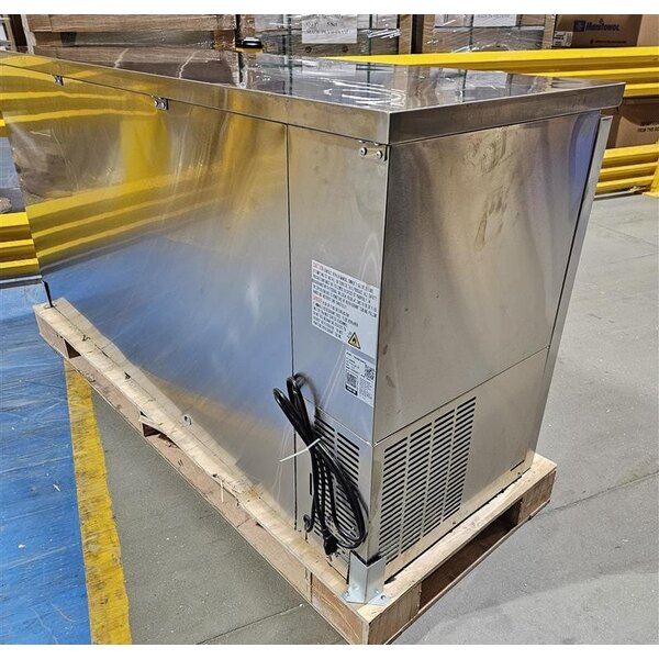 Scratch and Dent Avantco UBB-72S-HC 73" Stainless Steel Counter Height Narrow Sliding Glass Door Back Bar Refrigerator with LED Lighting