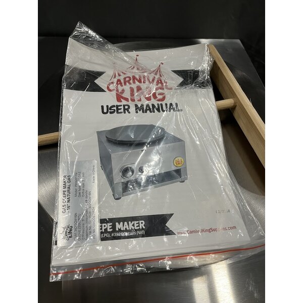 Scratch and Dent Carnival King GCM16LP 16" Liquid Propane Steel Crepe Maker- 22,000 BTU