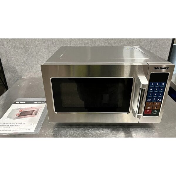 Scratch and Dent Solwave 1000W Stackable Commercial Microwave with Large 1.2 cu. ft. Interior and Push Button Controls - 120V