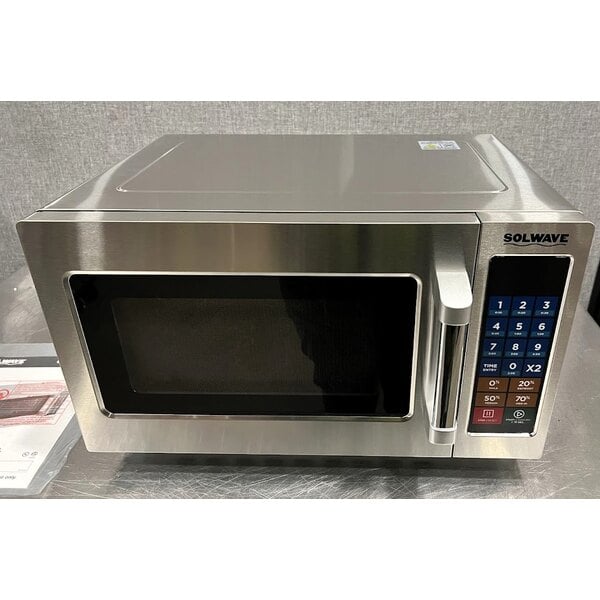 Scratch and Dent Solwave 1000W Stackable Commercial Microwave with Large 1.2 cu. ft. Interior and Push Button Controls - 120V