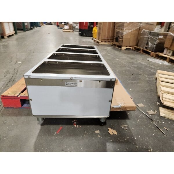 Scratch and Dent ServIt GST-4WE-NG Four Pan Open Well Natural Gas Steam Table with Undershelf - 14,000 BTU