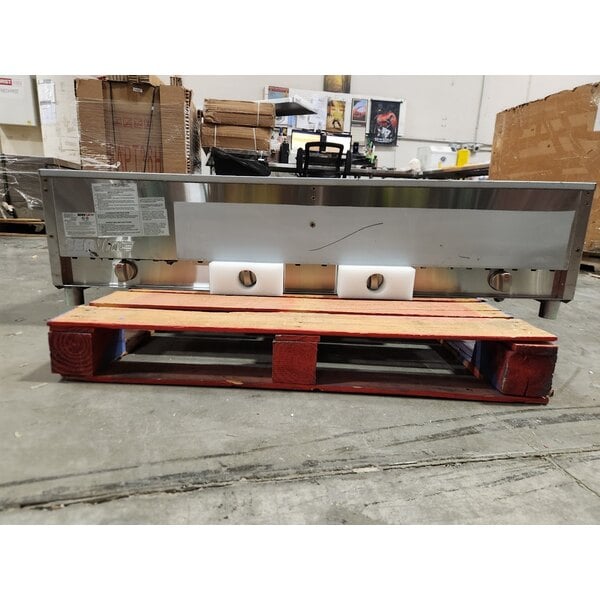 Scratch and Dent ServIt GST-4WE-NG Four Pan Open Well Natural Gas Steam Table with Undershelf - 14,000 BTU