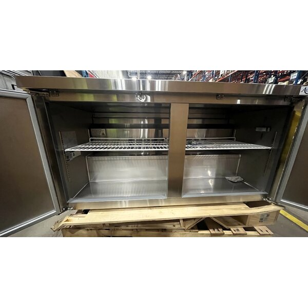 Scratch and Dent Avantco SS-WT-60R-HC 60" Two Door Worktop Refrigerator with 3 1/2" Backsplash