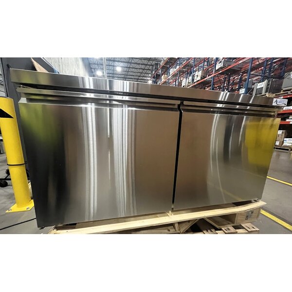 Scratch and Dent Avantco SS-WT-60R-HC 60" Two Door Worktop Refrigerator with 3 1/2" Backsplash