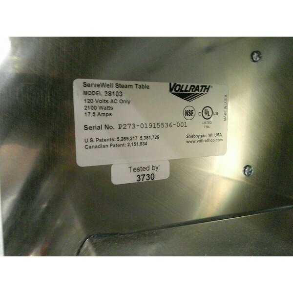 Scratch and Dent Vollrath 38103 ServeWell® Electric Three Pan Sealed Well Hot Food Table - 120V