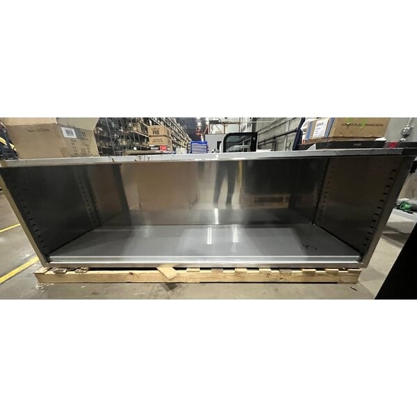 Scratch and Dent Regency 30" x 96" 16 Gauge Type 304 Stainless Steel Enclosed Base Table with Open Front and Adjustable Midshelf