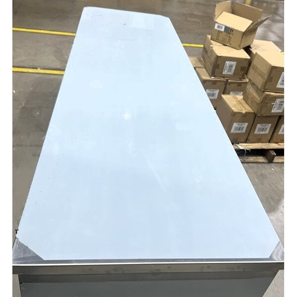 Scratch and Dent Regency 30" x 96" 16 Gauge Type 304 Stainless Steel Enclosed Base Table with Open Front and Adjustable Midshelf