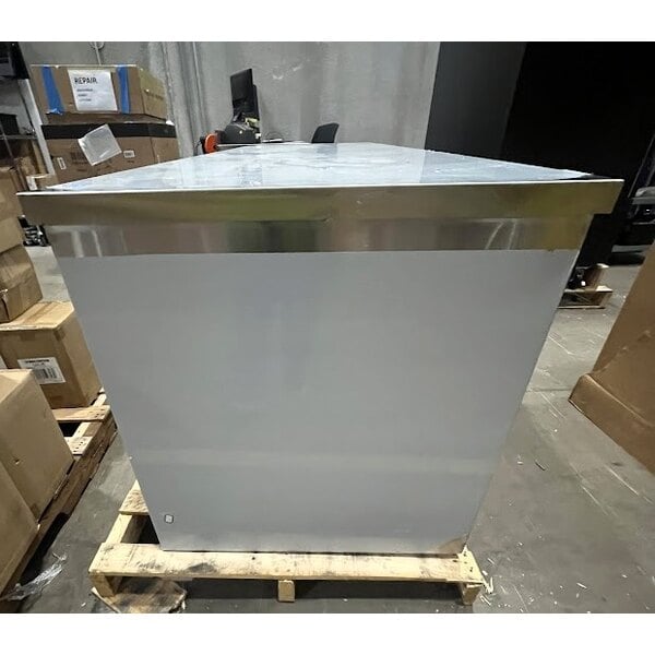 Scratch and Dent Regency 30" x 96" 16 Gauge Type 304 Stainless Steel Enclosed Base Table with Open Front and Adjustable Midshelf