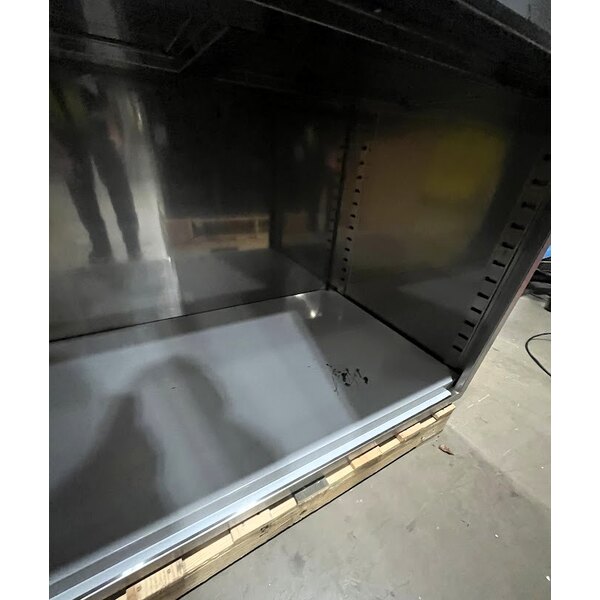 Scratch and Dent Regency 30" x 96" 16 Gauge Type 304 Stainless Steel Enclosed Base Table with Open Front and Adjustable Midshelf