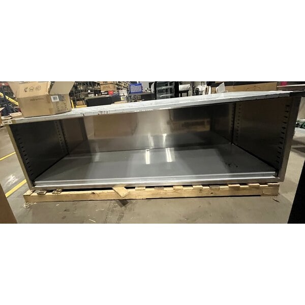 Scratch and Dent Regency 30" x 96" 16 Gauge Type 304 Stainless Steel Enclosed Base Table with Open Front and Adjustable Midshelf