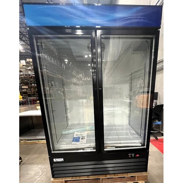 Scratch and Dent Avantco GDC-49-HC 53" Black Customizable Swing Glass Door Merchandiser Refrigerator with LED Lighting