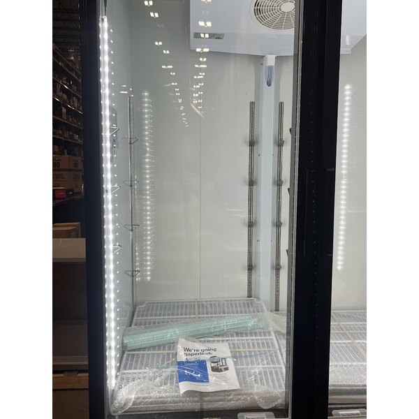 Scratch and Dent Avantco GDC-49-HC 53" Black Customizable Swing Glass Door Merchandiser Refrigerator with LED Lighting