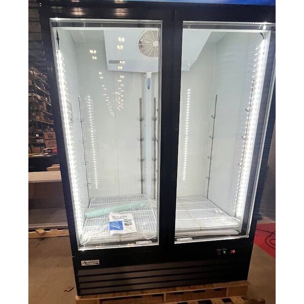 Scratch and Dent Avantco GDC-49-HC 53" Black Customizable Swing Glass Door Merchandiser Refrigerator with LED Lighting