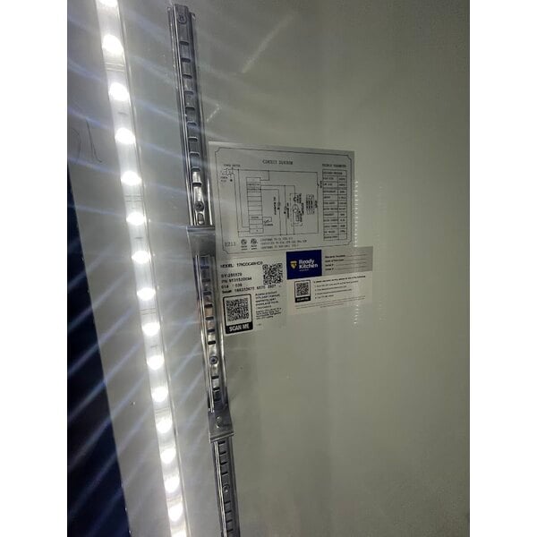 Scratch and Dent Avantco GDC-49-HC 53" Black Customizable Swing Glass Door Merchandiser Refrigerator with LED Lighting