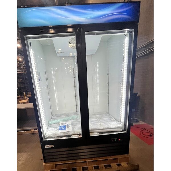 Scratch and Dent Avantco GDC-49-HC 53" Black Customizable Swing Glass Door Merchandiser Refrigerator with LED Lighting