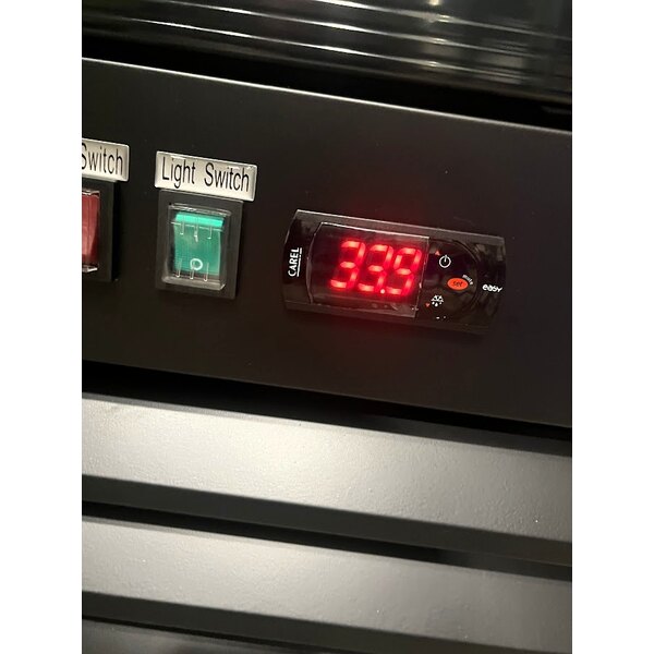 Scratch and Dent Avantco GDC-49-HC 53" Black Customizable Swing Glass Door Merchandiser Refrigerator with LED Lighting