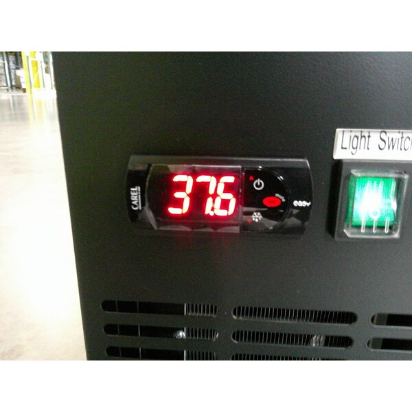 Scratch and Dent Avantco UBB-72-HC 73" Black Counter Height Narrow Solid Door Back Bar Refrigerator with LED Lighting