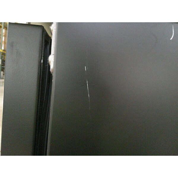 Scratch and Dent Avantco UBB-72-HC 73" Black Counter Height Narrow Solid Door Back Bar Refrigerator with LED Lighting