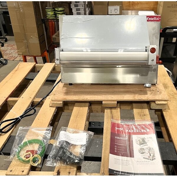 Scratch and Dent Estella EDS18S 18" Countertop One Stage Dough Sheeter - 120V, 1/2 HP
