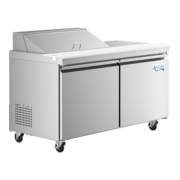 Scratch and Dent Avantco SS-PT-60-10-HC 60" 2 Door Stainless Steel Refrigerated Sandwich Prep Table with Workstation