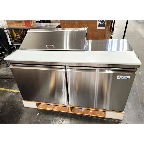 Scratch and Dent Avantco SS-PT-60-10-HC 60" 2 Door Stainless Steel Refrigerated Sandwich Prep Table with Workstation