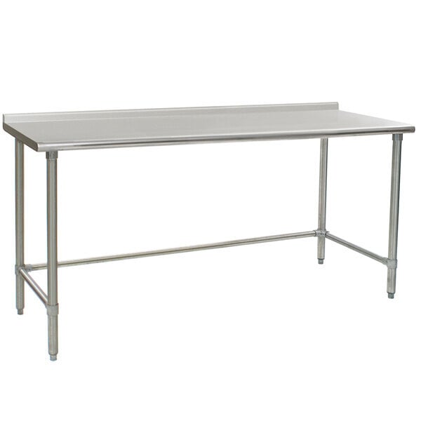 Scratch and Dent Eagle Group UT3672GTE 36" x 72" Open Base Stainless Steel Commercial Work Table with 1 1/2" Backsplash