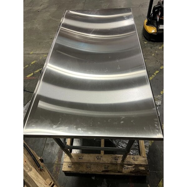 Scratch and Dent Eagle Group UT3672GTE 36" x 72" Open Base Stainless Steel Commercial Work Table with 1 1/2" Backsplash