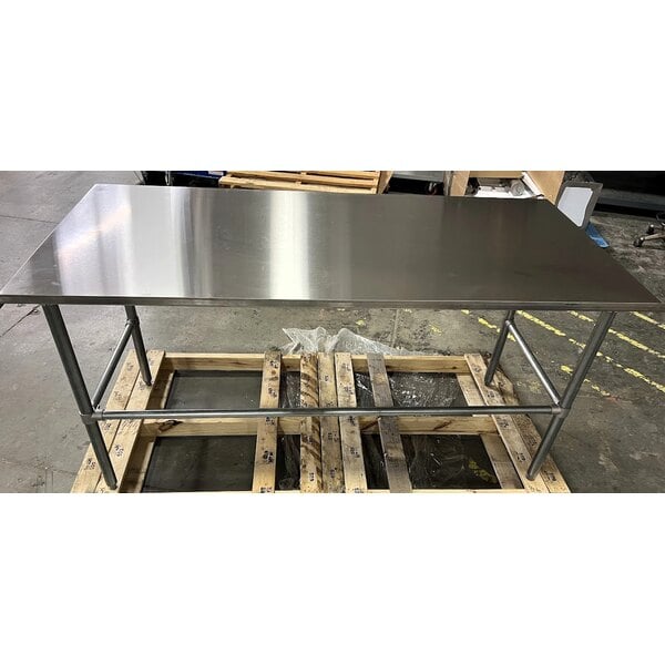 Scratch and Dent Eagle Group UT3672GTE 36" x 72" Open Base Stainless Steel Commercial Work Table with 1 1/2" Backsplash
