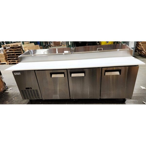 Scratch and Dent Avantco APPT-91-HC 92" 3 Door Refrigerated Pizza Prep Table