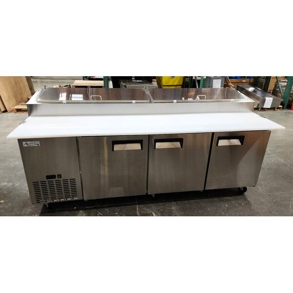 Scratch and Dent Avantco APPT-91-HC 92" 3 Door Refrigerated Pizza Prep Table