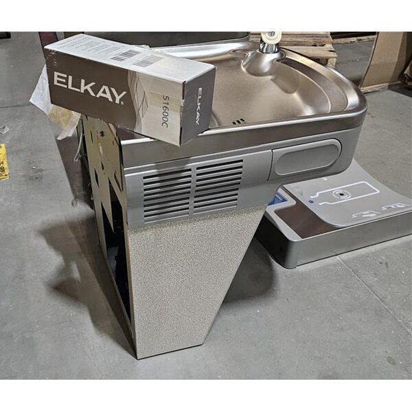 Scratch and Dent Zurn Elkay LZSTL8WSLK ezH20 8 GPH Light Gray Hands-Free Filtered Bottle Filling Station with Versatile Bi-Level Vandal-Resistant Drinking Fountain - Chilled