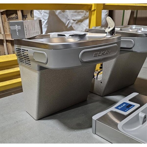 Scratch and Dent Zurn Elkay LZSTL8WSLK ezH20 8 GPH Light Gray Hands-Free Filtered Bottle Filling Station with Versatile Bi-Level Vandal-Resistant Drinking Fountain - Chilled