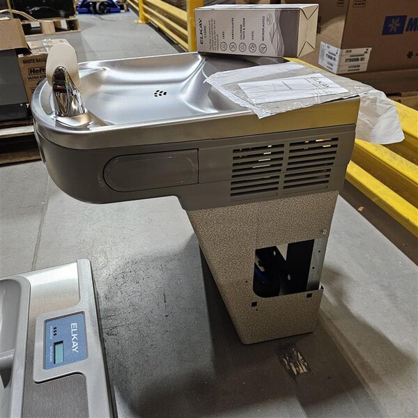 Scratch and Dent Zurn Elkay LZSTL8WSLK ezH20 8 GPH Light Gray Hands-Free Filtered Bottle Filling Station with Versatile Bi-Level Vandal-Resistant Drinking Fountain - Chilled