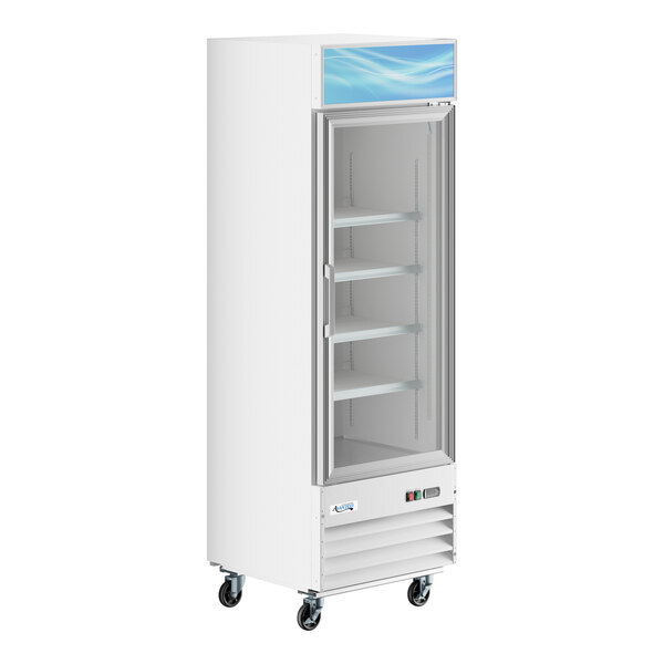Scratch and Dent Avantco GDC-12F-HC 27" White Customizable Swing Glass Door Merchandiser Freezer with LED Lighting