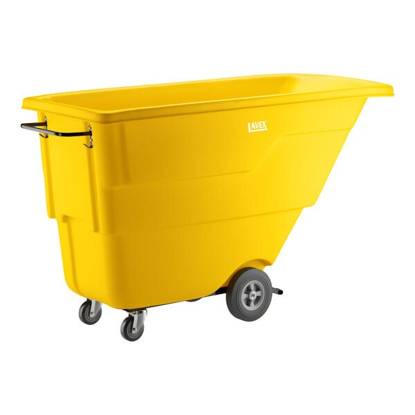 Scratch and Dent Lavex 1 Cubic Yard Yellow Light-Duty Tilt Truck / Trash Cart (850 lb. Capacity)