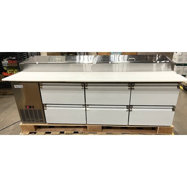 Scratch and Dent Avantco SSPPT-3H 94" 6 Drawer Refrigerated Pizza Prep Table