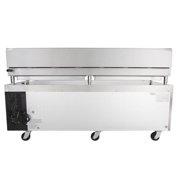 Scratch and Dent Cooking Performance Group 72GTRBNL 72" Gas Countertop Griddle with Thermostatic Controls and 72", 4 Drawer Refrigerated Chef Base - 180,000 BTU