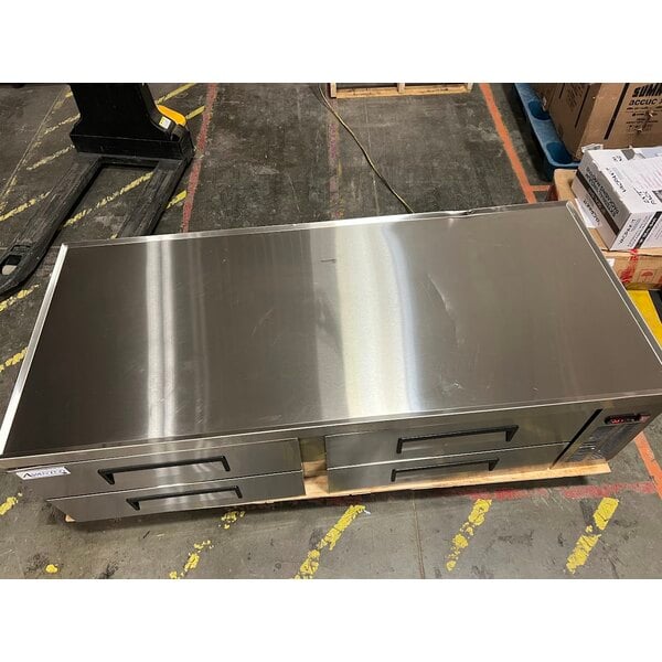 Scratch and Dent Cooking Performance Group 72GTRBNL 72" Gas Countertop Griddle with Thermostatic Controls and 72", 4 Drawer Refrigerated Chef Base - 180,000 BTU