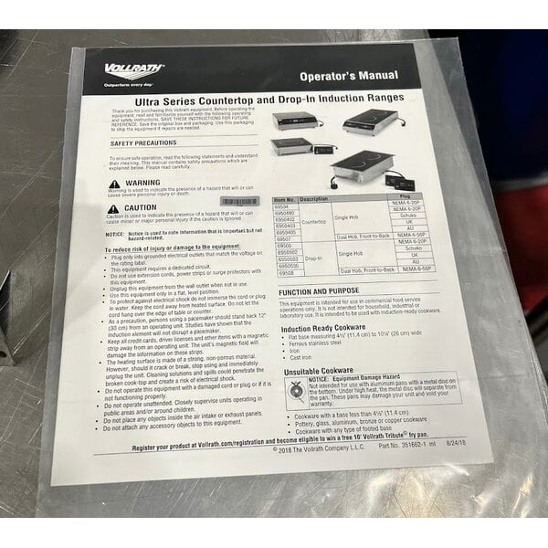 Scratch and Dent Vollrath 69505 Ultra Series Drop In Induction Cooker - 208/240V