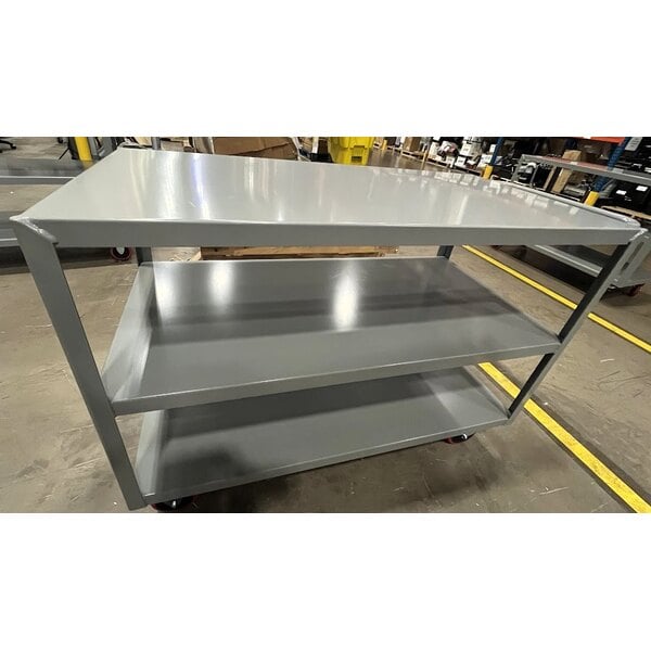Scratch and Dent Lavex 48" x 24" x 35" Three Shelf Steel Utility Cart - Fully Welded