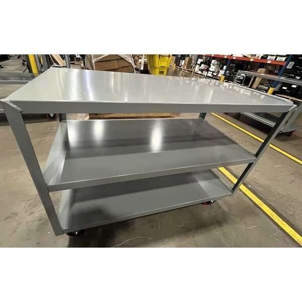 Scratch and Dent Lavex 48" x 24" x 35" Three Shelf Steel Utility Cart - Fully Welded