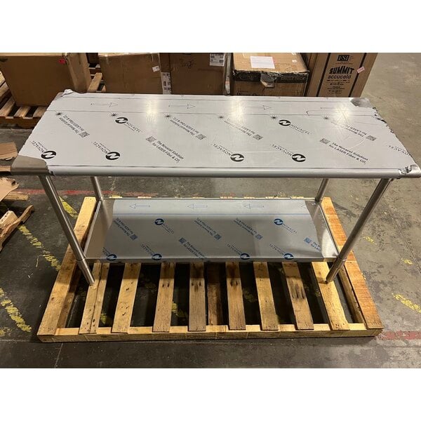 Scratch and Dent Eagle Group T2460SB 24" x 60" Stainless Steel Work Table with Stainless Steel Undershelf
