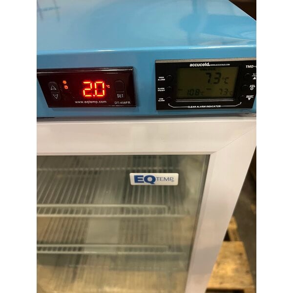 Scratch and Dent Summit Appliance ACR32G EQTemp ACR Series 3.17 Cu. Ft. White / Blue Compact Glass Door Reach-In Medical Refrigerator - 115V