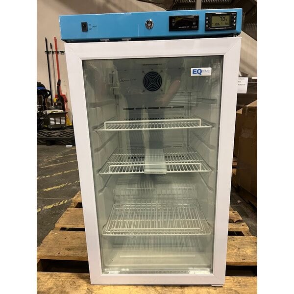 Scratch and Dent Summit Appliance ACR32G EQTemp ACR Series 3.17 Cu. Ft. White / Blue Compact Glass Door Reach-In Medical Refrigerator - 115V