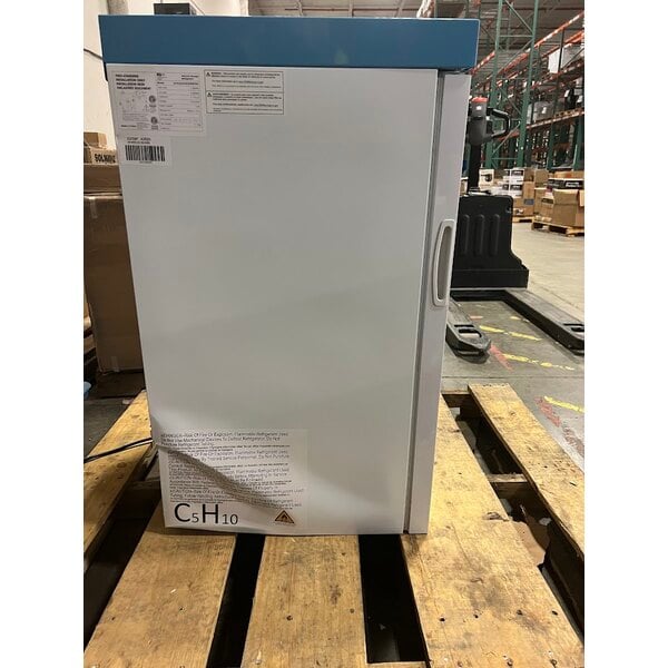 Scratch and Dent Summit Appliance ACR32G EQTemp ACR Series 3.17 Cu. Ft. White / Blue Compact Glass Door Reach-In Medical Refrigerator - 115V