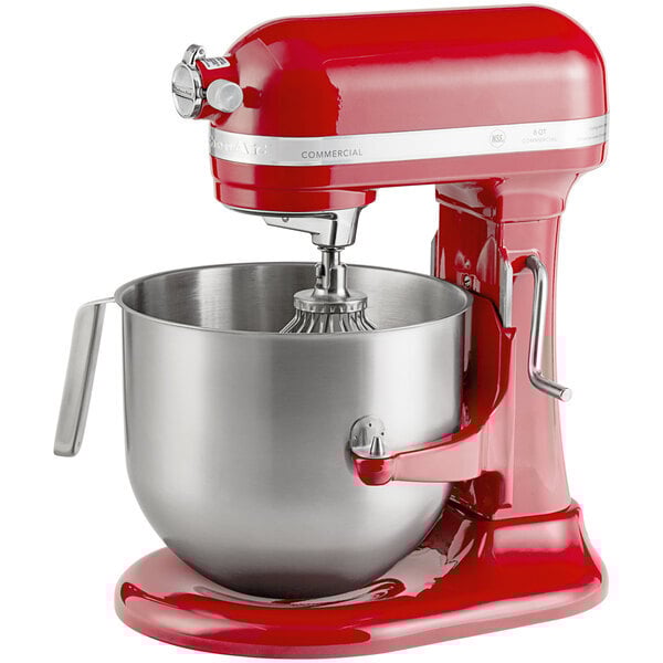 Scratch and Dent KitchenAid KSM8990ER Red 8 Qt. Bowl Lift Countertop Mixer with Standard Accessories - 120V, 1 3/10 hp